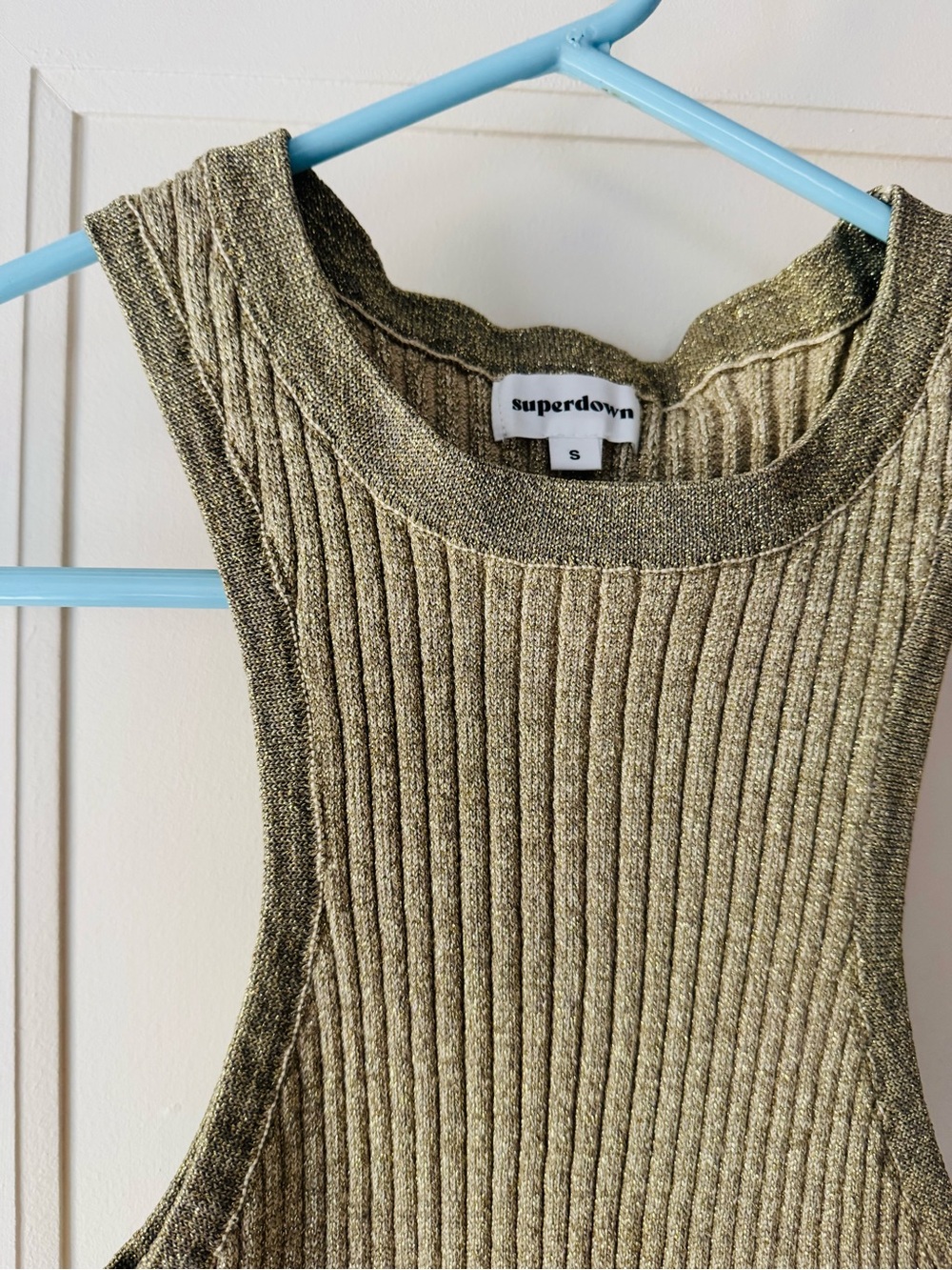 Superdown Gold Ribbed Knit Racerback Tank Top - Picture 2 of 4